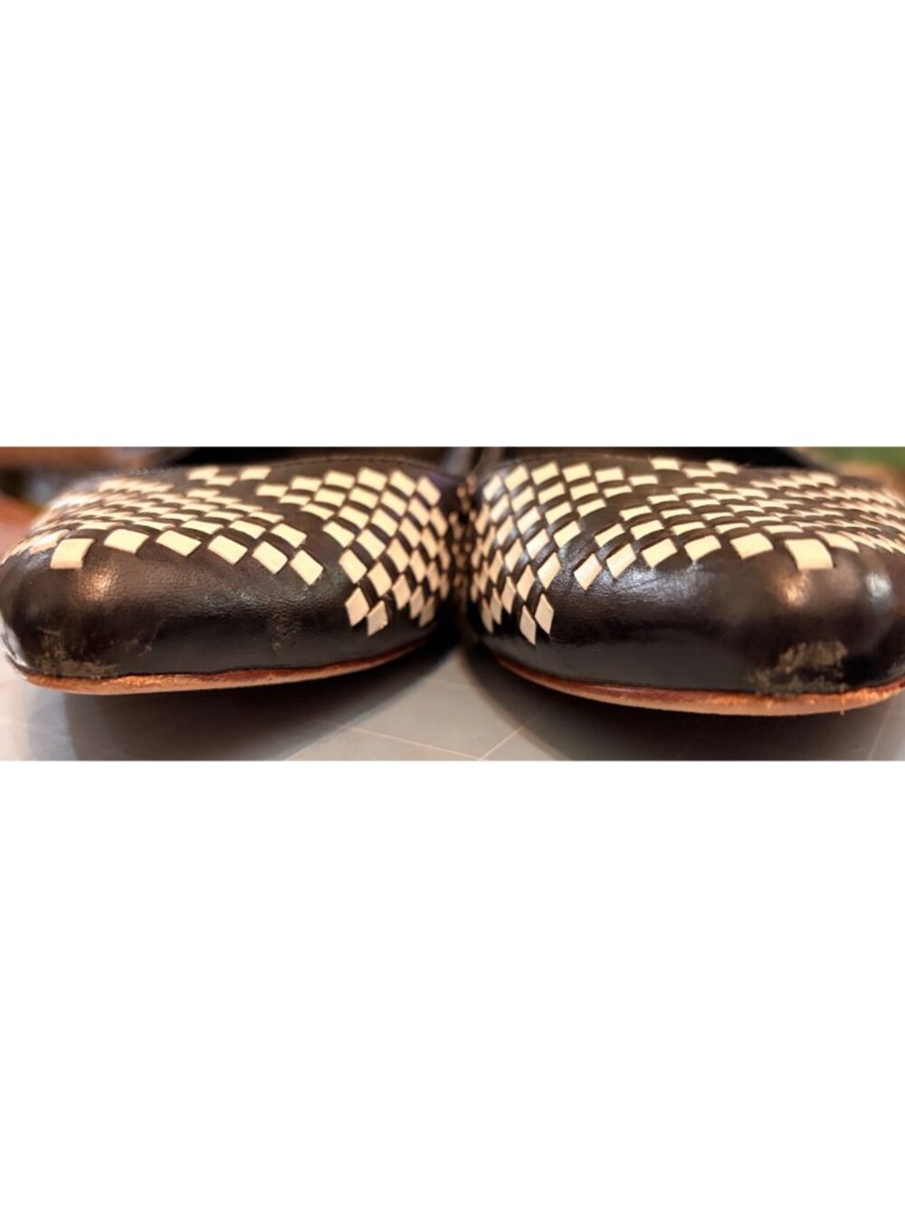 Rebecca Minkoff Idelle Woven Leather Flats Black White Pointed Toe Size 10 EUC - Picture 8 of 10